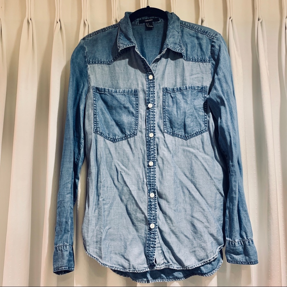forever 21 chambray button down shirt